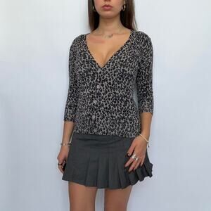 Say What? USA Grey Leopard Print Cardigan
